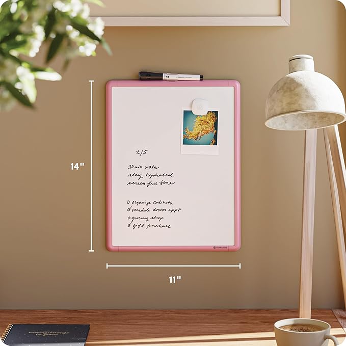 U Brands Contempo Magnetic Dry Erase Board White Board, 11” x 14”, Blush Pink - Image 2