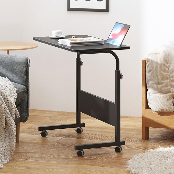 DlandHome Side Table 31.4 Inches w/Tablet Slot & Wheels Adjustable C Table - Image 2