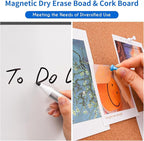 Magnetic White Board and Cork Board Combo, 36 X 24 inches Whiteboard Bulletin - Image 3