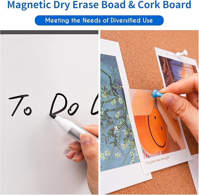 Magnetic White Board and Cork Board Combo, 24 X 18 inches Whiteboard Bulletin - Image 3