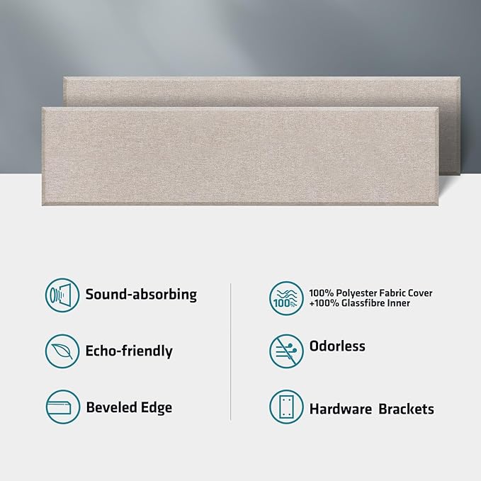 2 Pack 2" Thick Acoustic Panels, 47.24" X 11.81" Fiberglass Wall Panel - Image 5