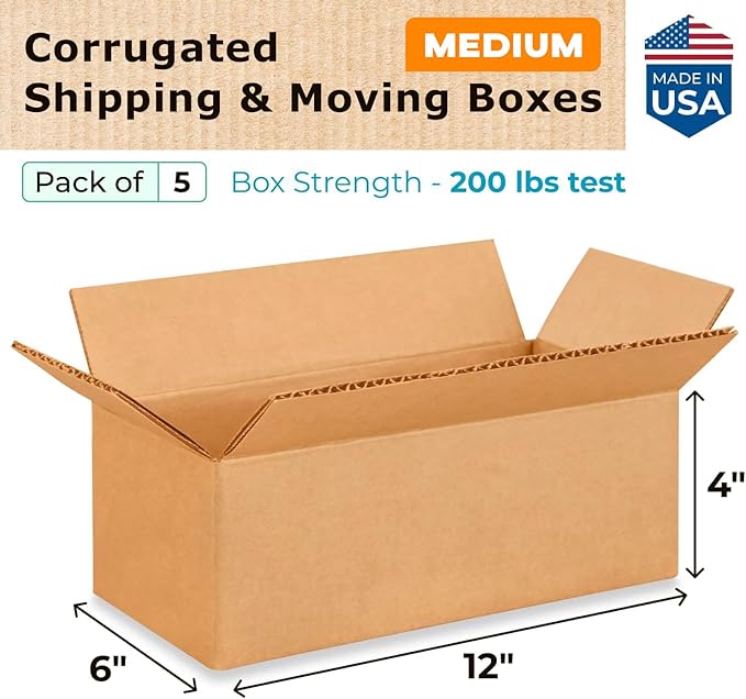 Medium Moving & Shipping Boxes 12 x 6 x 4 inches - Image 2