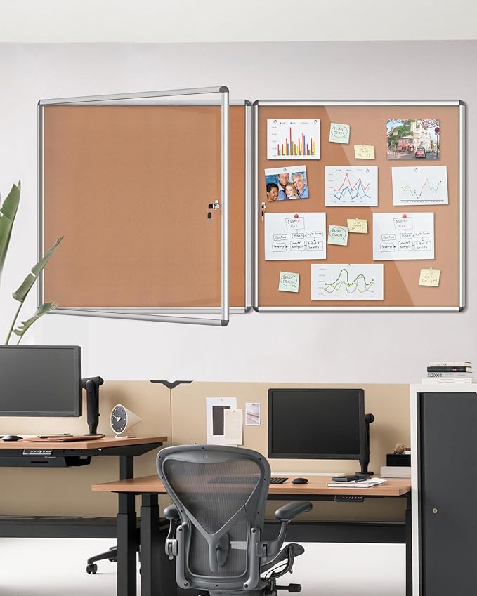 Mifuro 2 Pack 38"x38" Enclosed Bulletin Board, Lockable Weather-Resistant - Image 2
