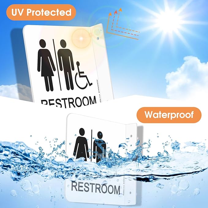 Faittoo Restroom Sign, Bathroom Signs, 4 Pack 6 x 6 Inches Acrylic Sign - Image 4
