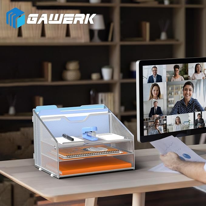 GAWERK Letter Tray Organizer, Mesh Desk File Organizer - Image 6