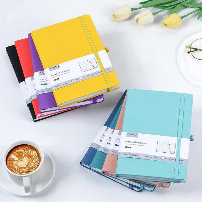 POPRUN A5 Lined Journal Notebooks, Leather Hardcover Thick Notebook - Image 6