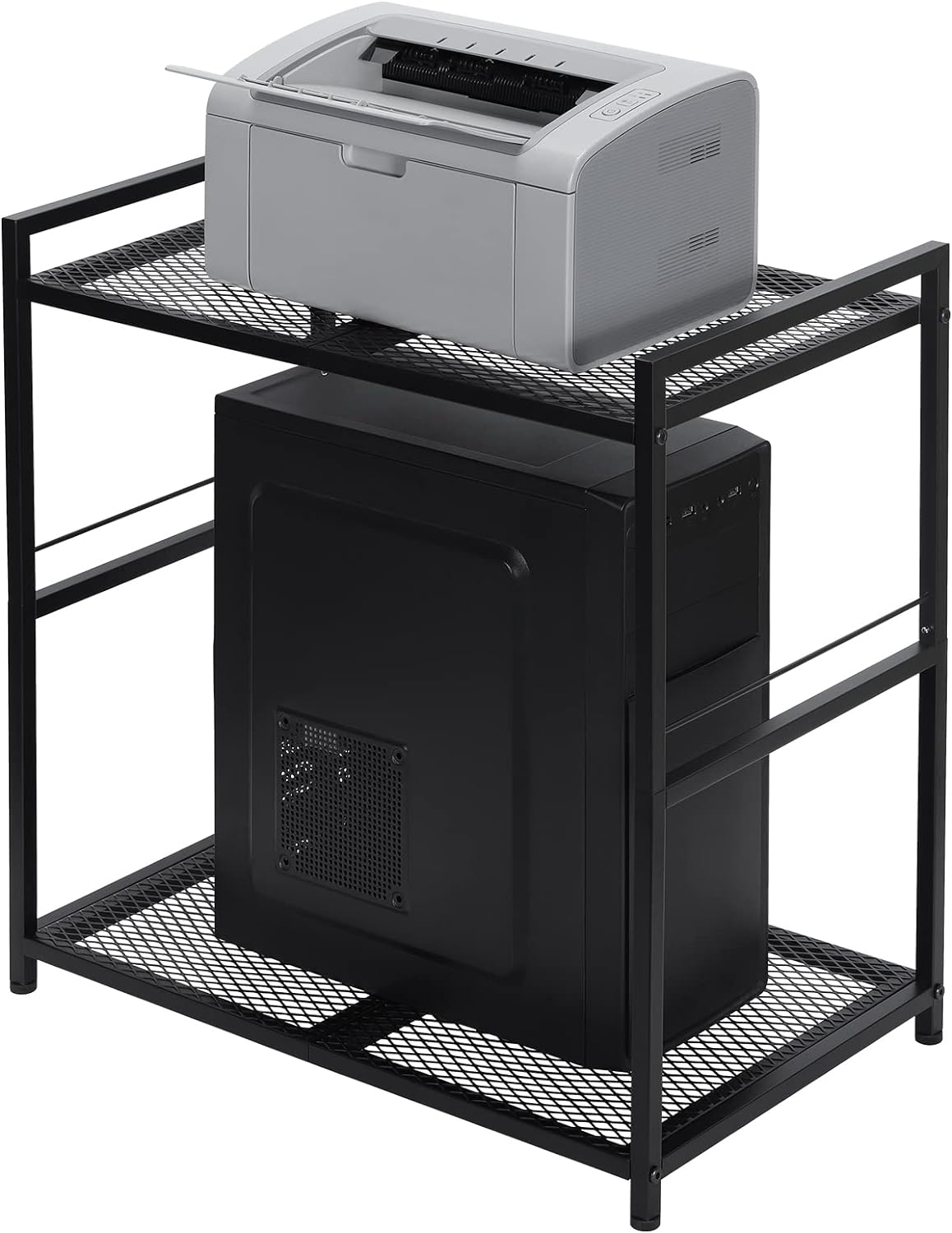 OYEAL Computer Tower Stand, PC Tower Stand Metal Rolling Cart Holds up to 40lbs