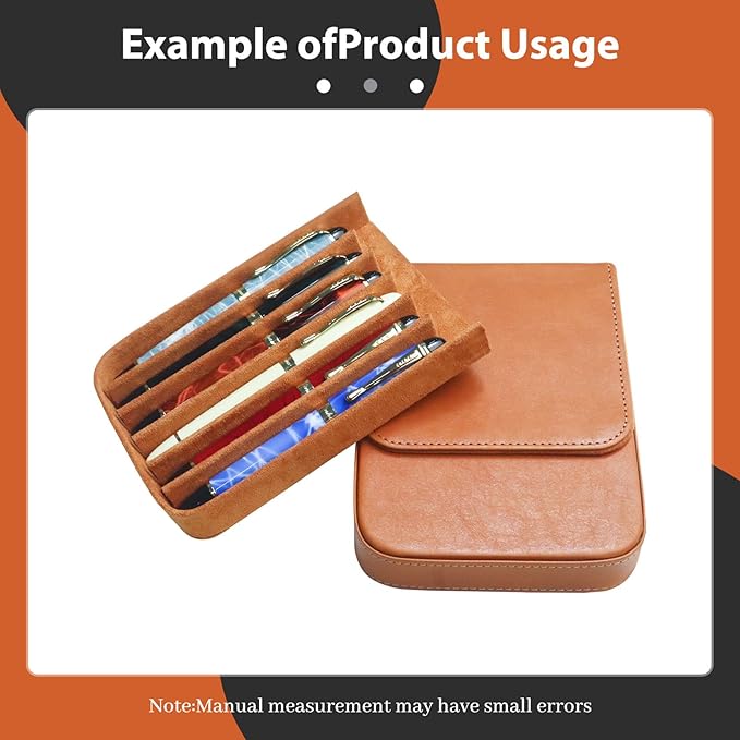 MIVLXLX Leather 6 Fountain Pen/Pencil Tray Case, Magnetic Closure - Image 4