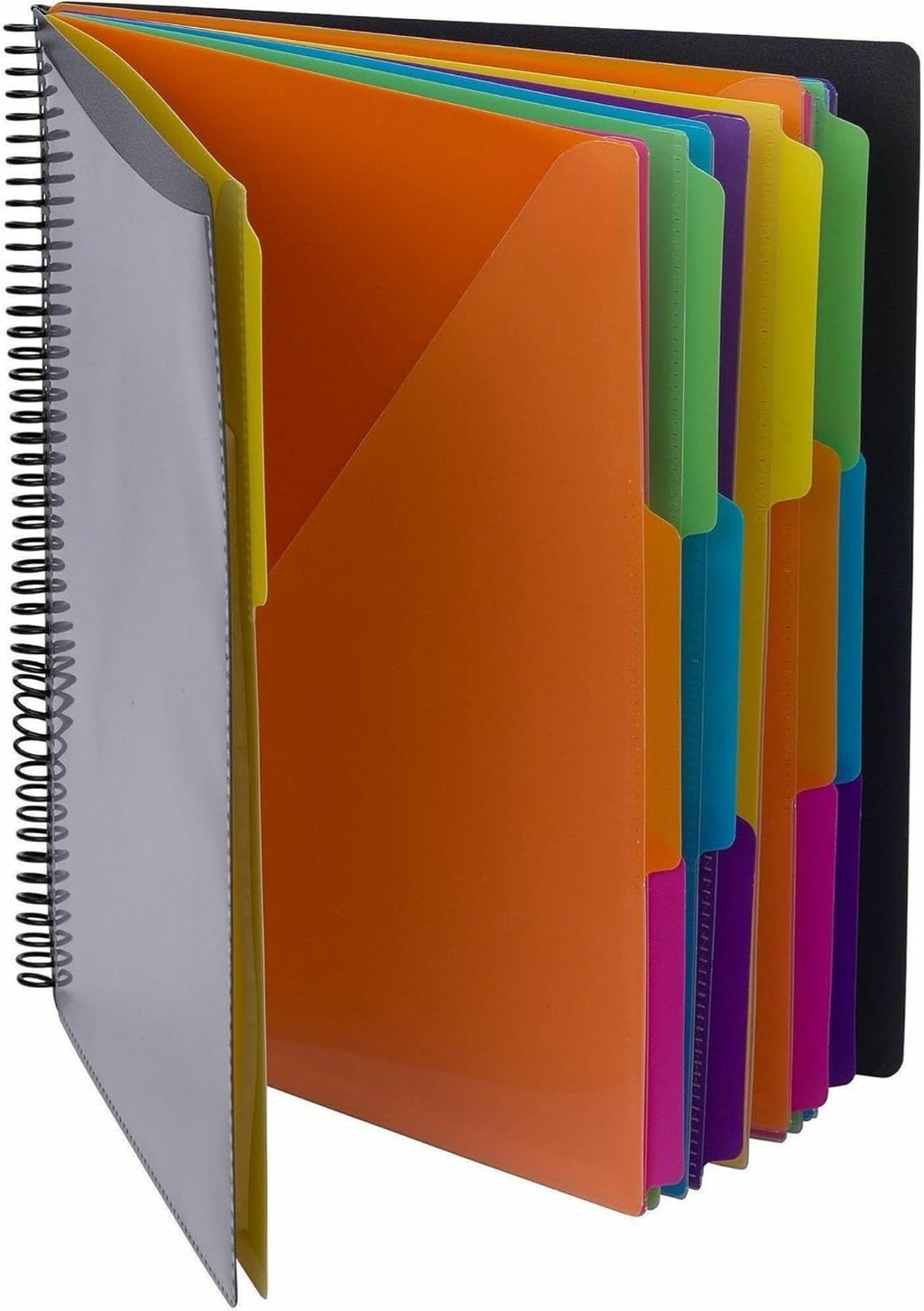 Smead Project Organizer, 24 Pockets, Grey with Assorted Bright Tabs, Tear Resistant Poly, 1/3-Cut Tabs, Letter Size (89206)