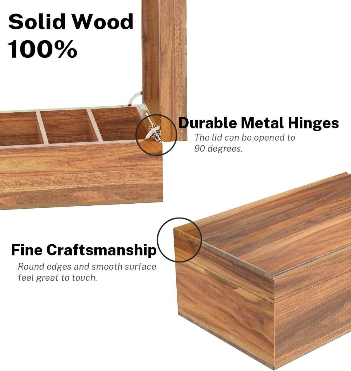 Neando 3x5 Index Card Organizer Box with Lid – Acacia Wood Note Card Holder w...