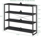 HCHQHS Bookshelf, 4-Tier Industrial Bookcase, Freestanding Tall Bookshelves - Image 3