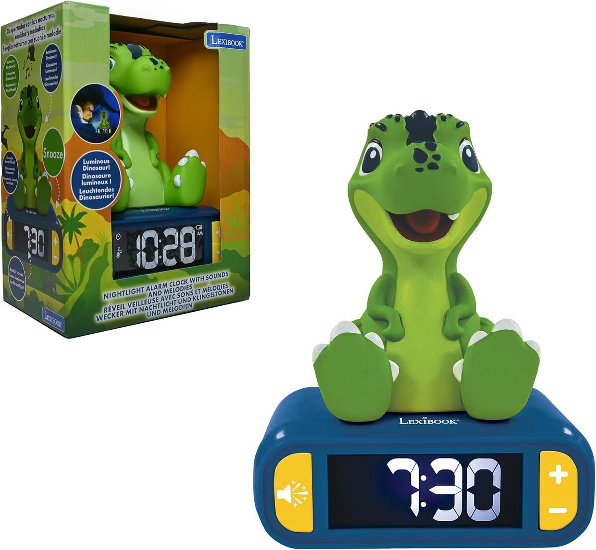 lexibook, dinosaur nightlight alarm clock, rl800dino, main product view