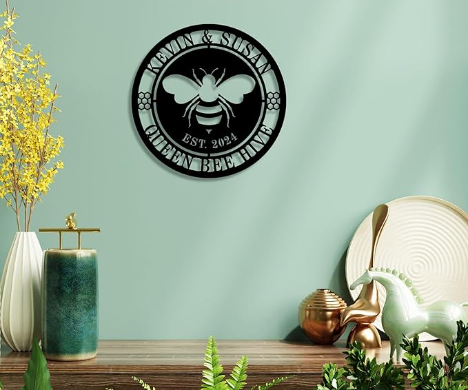 Personalized Honey Bee Sign, Custom Metal Bee Decor, Bee Hive Garden, Welcome - Image 5