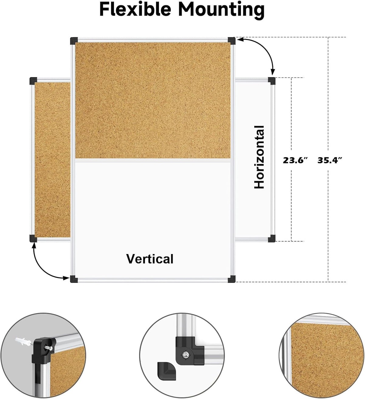 XBoard Magnetic White Board and Bulletin Corkboard Combination, 36 x 24 Inch ...