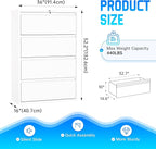 Greenvelly 4 Drawer File Cabinet, Metal Filing Cabinet - Image 3