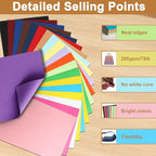 Silunkia 100 Sheets 20 Assorted Colors Cardstock Scrapbooking Paper, 92lb - Image 4