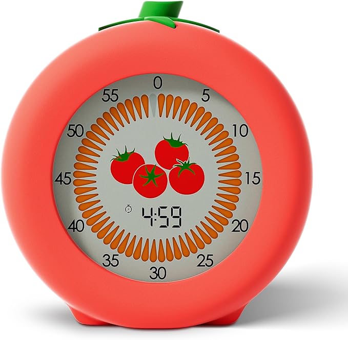 Tomato Visual Timer for Kids, 299-Minute Cute Kids Pomodoro Countdown Timer by MOXILOS