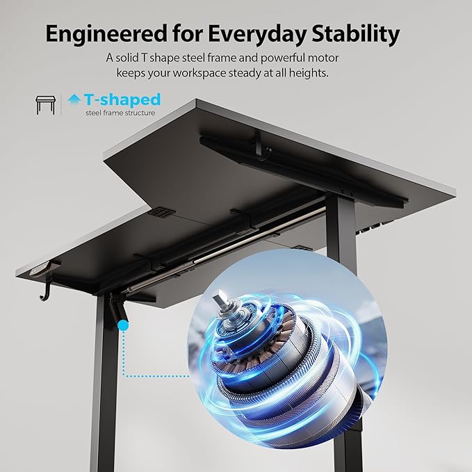Agilestic Electric Standing Desk, L-Shaped 55 Inches Height Adjustable Desk - Image 5