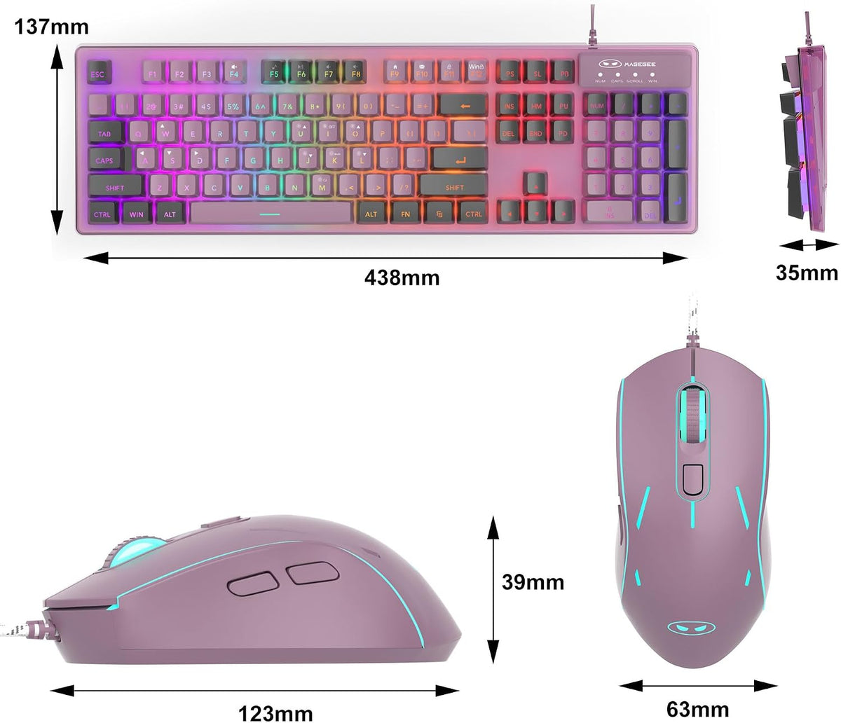 Gaming Keyboard and Mouse Combo, K1 RGB LED Backlit Keyboard with 104 Key Com...