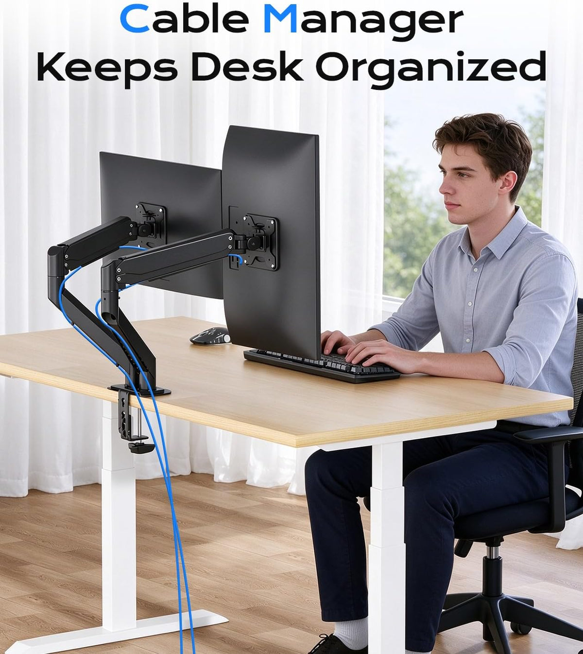 Pholiten Heavy Duty Dual Monitor Arm for 17-39" Screen, Up to 24lbs Each