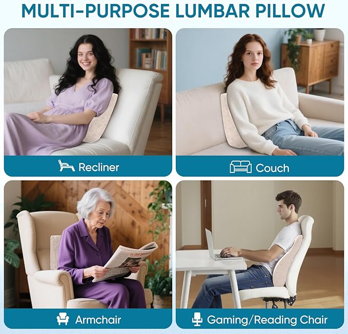 AHUAWA Lumbar Support Pillow for Recliner Chair and Couch, Memory Foam Back - Image 7