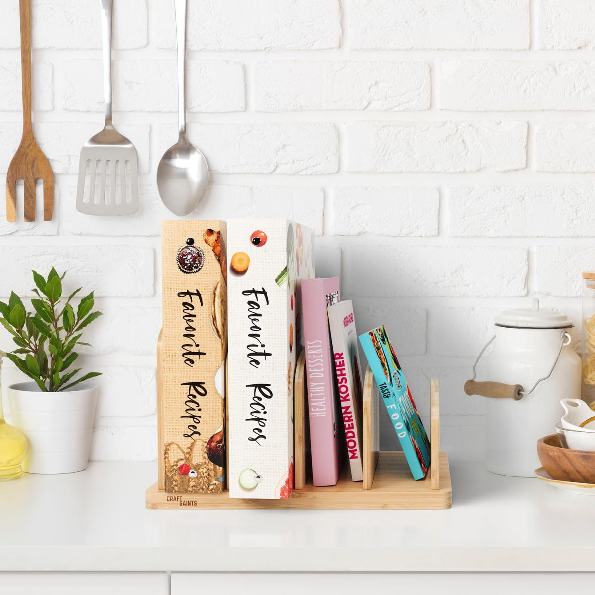 Cook Book Organizer, 4 Sections, Recipe Book Holder Rack, Tabletop Stand for ...