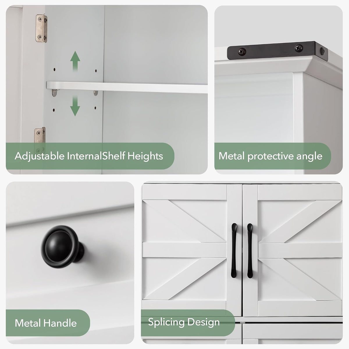 Bathroom Wall Cabinet with Motion LED Light, 23 x 25 Inch, White