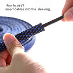 25ft - 3/8 inch PET Expandable Braided Sleeving – BlackBlue – Alex Tech Braided - Image 6