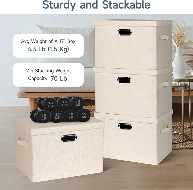 Graciadeco Large 17" 36 Quart Collapsible Stackable Storage Bins - Image 3