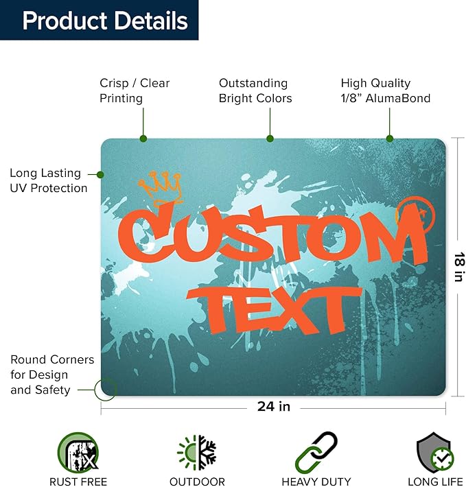Custom Sign, Custom Street Sign, 11 Font Colors, 13 Font Styles, 4 Hole Options - Image 6