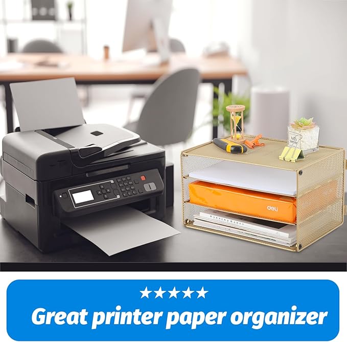 EASEPRES Paper Organizer Tray, 3 Tier Mesh Desk File Organizer Letter Sorter - Image 5