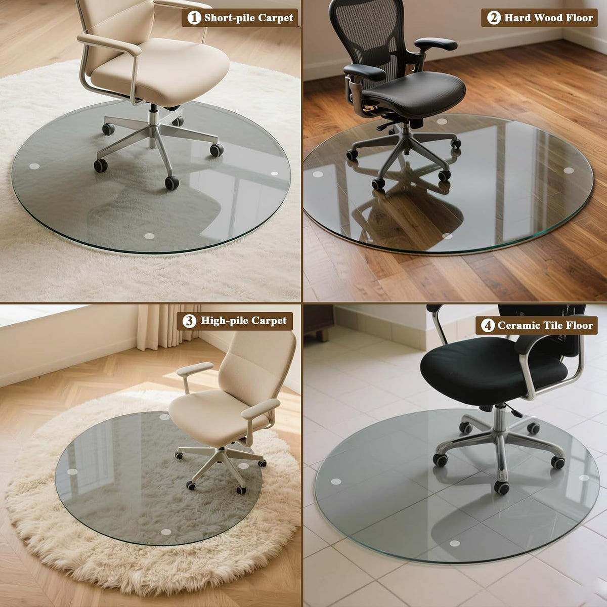 Tempered Glass Desk Mat 46"x 46" Heavy Duty