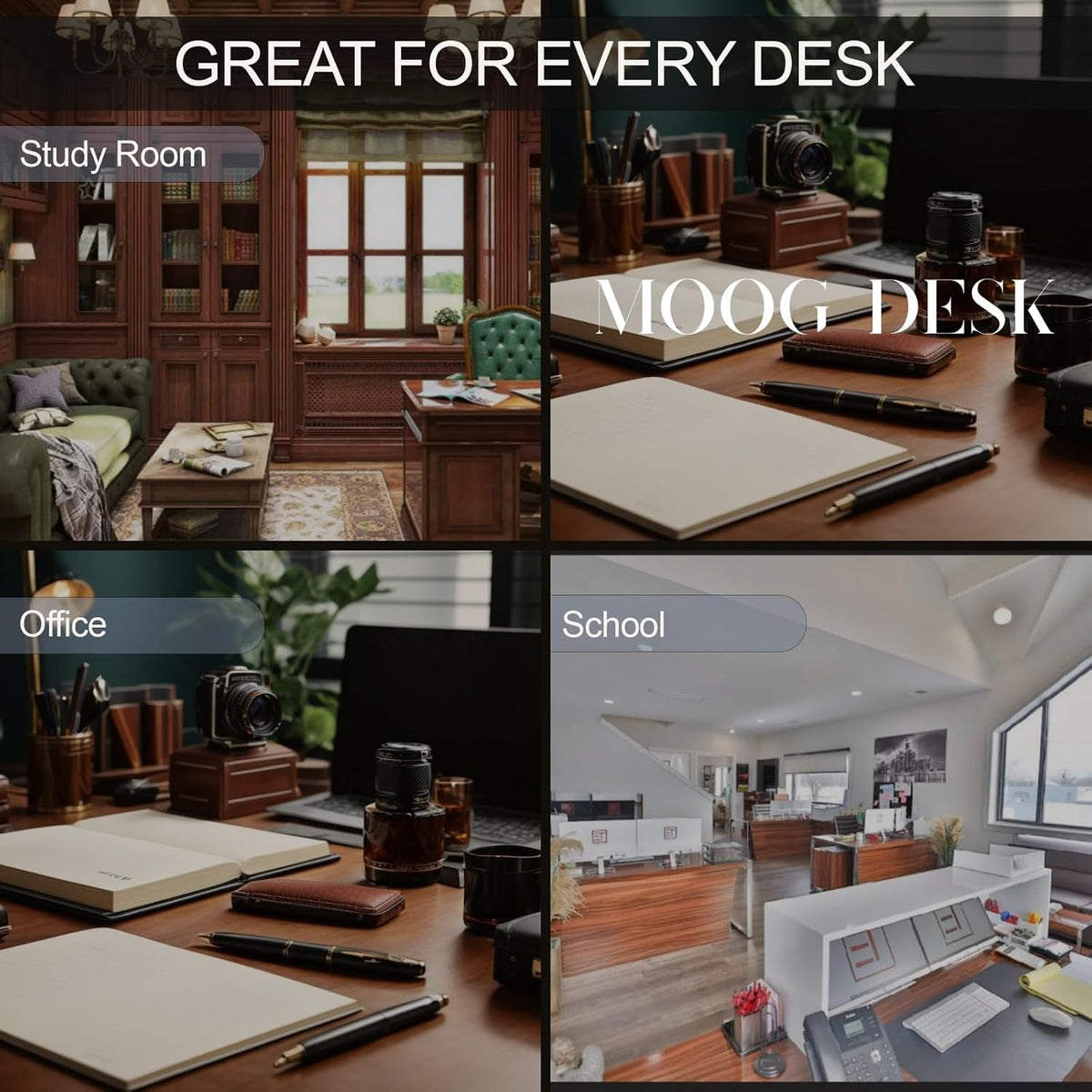 MOOGCO 12-Piece Leather Desk Set — Desk Pad 23.2" x 15.4", Double D...