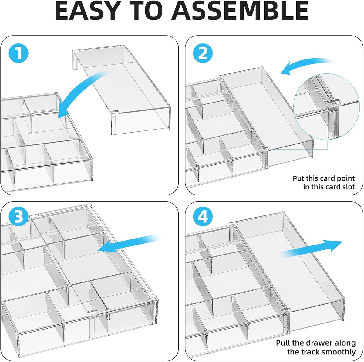 Marbrasse Expandable Desk Drawer Organizer, Clear Plastic Drawer Organizer Tr...