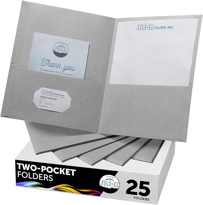 FILE-EZ Two-Pocket Folders, Textured Paper, Letter Size by FILE-EZ