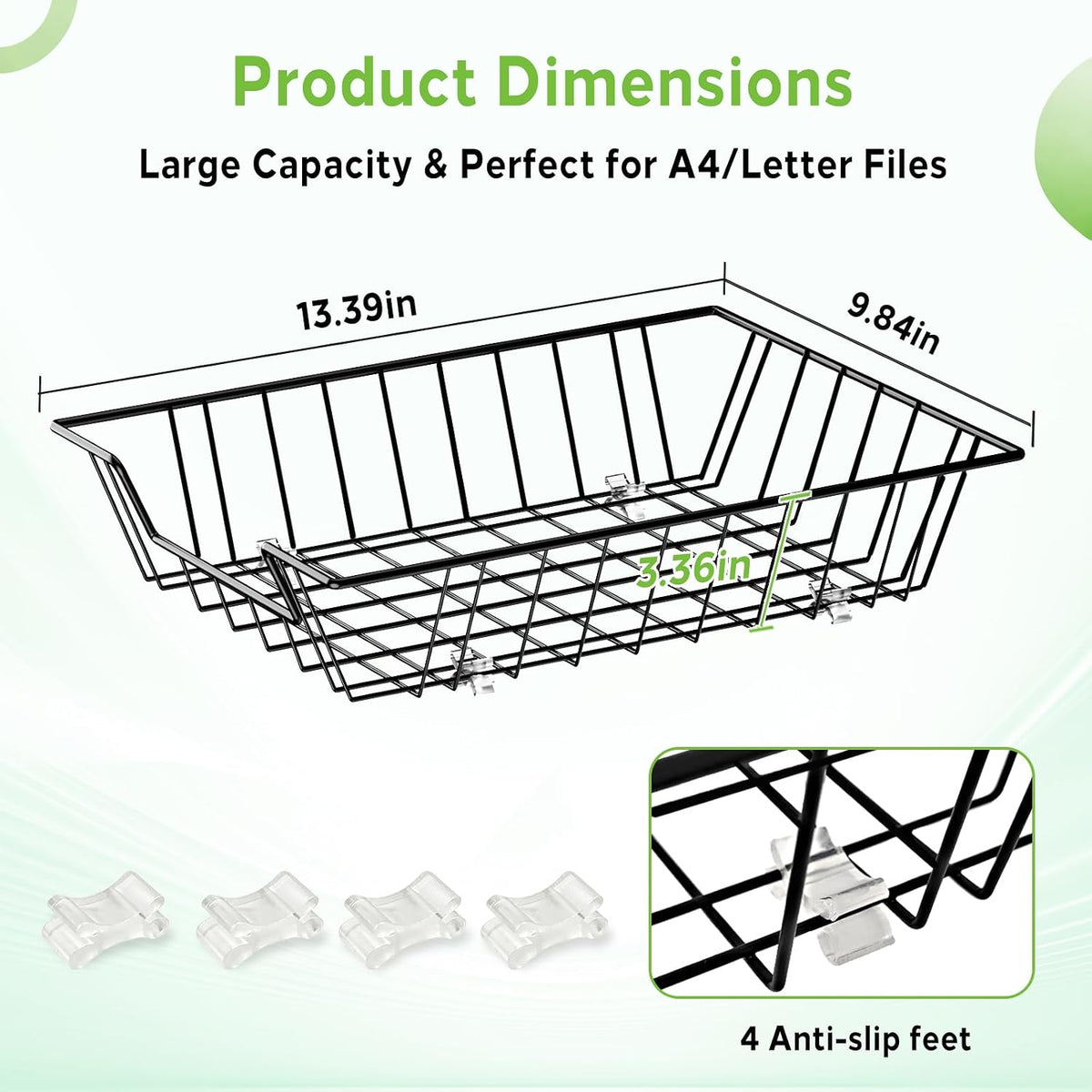 4-Pack Paper Tray Organizer for Desk, Wire Baskets and Letter Trays, Black