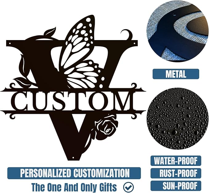 Personalized Custom Letter Name metal Signs, Custom Black Letter Monogram Wall - Image 6