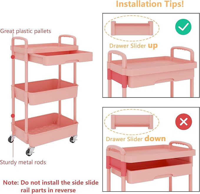 Calmootey 3-Tier Rolling Utility Cart - Image 6