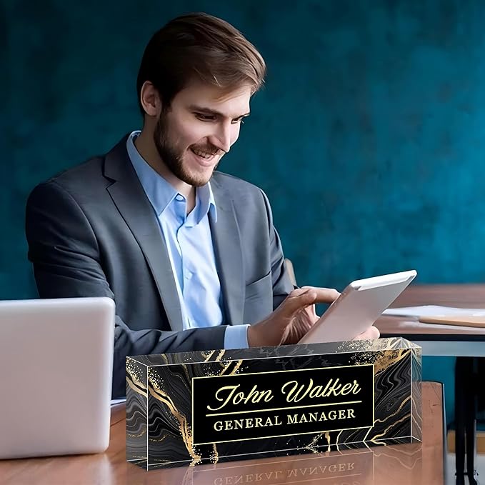 Personalized Name Plate for Desk, Custom Acrylic Desk Name Sign, Office - Image 4