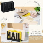 Vercraft Mail Organizer Holder Organizer Countertop Modern Wooden Black Letter - Image 6