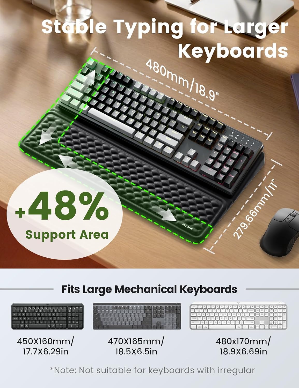 Vaydeer Extra-Large Wrist Rest with Keyboard Stand, Ergonomic Wrist Support P...