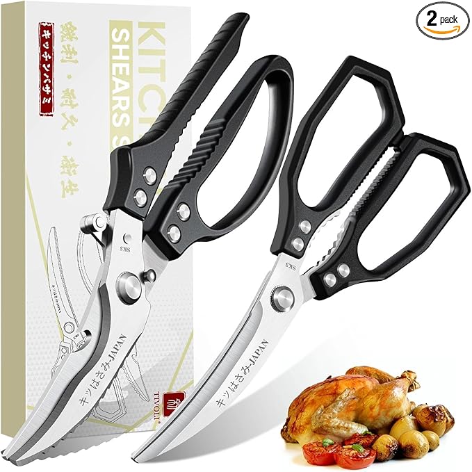 TIVOLI Kitchen Scissors Set Black, Japanese Stainless Steel Kitchen Shears by TIVOLI