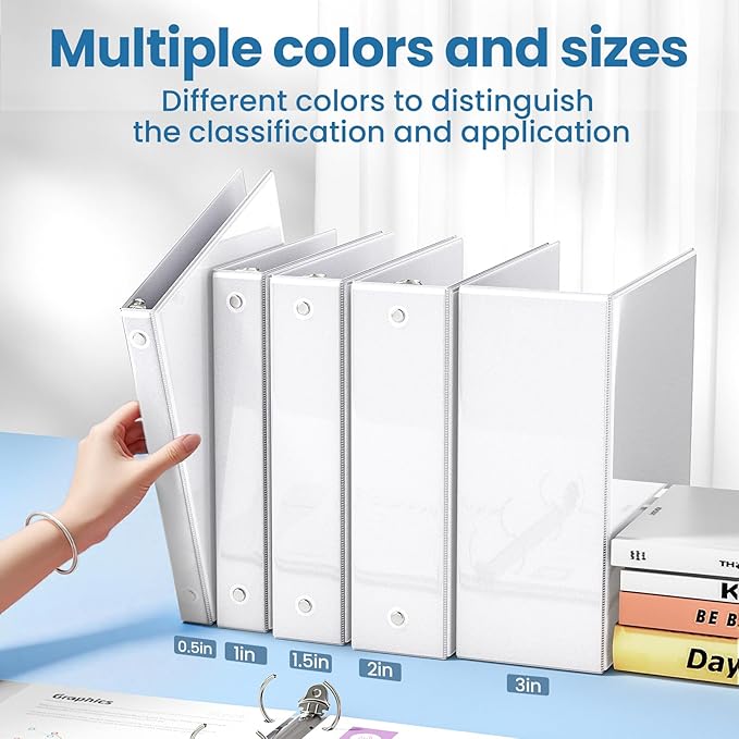 SUNEE 3 Inch Binders 3 Ring 12 Pack, Large Clear View Binders Bulk Three Ring - Image 5
