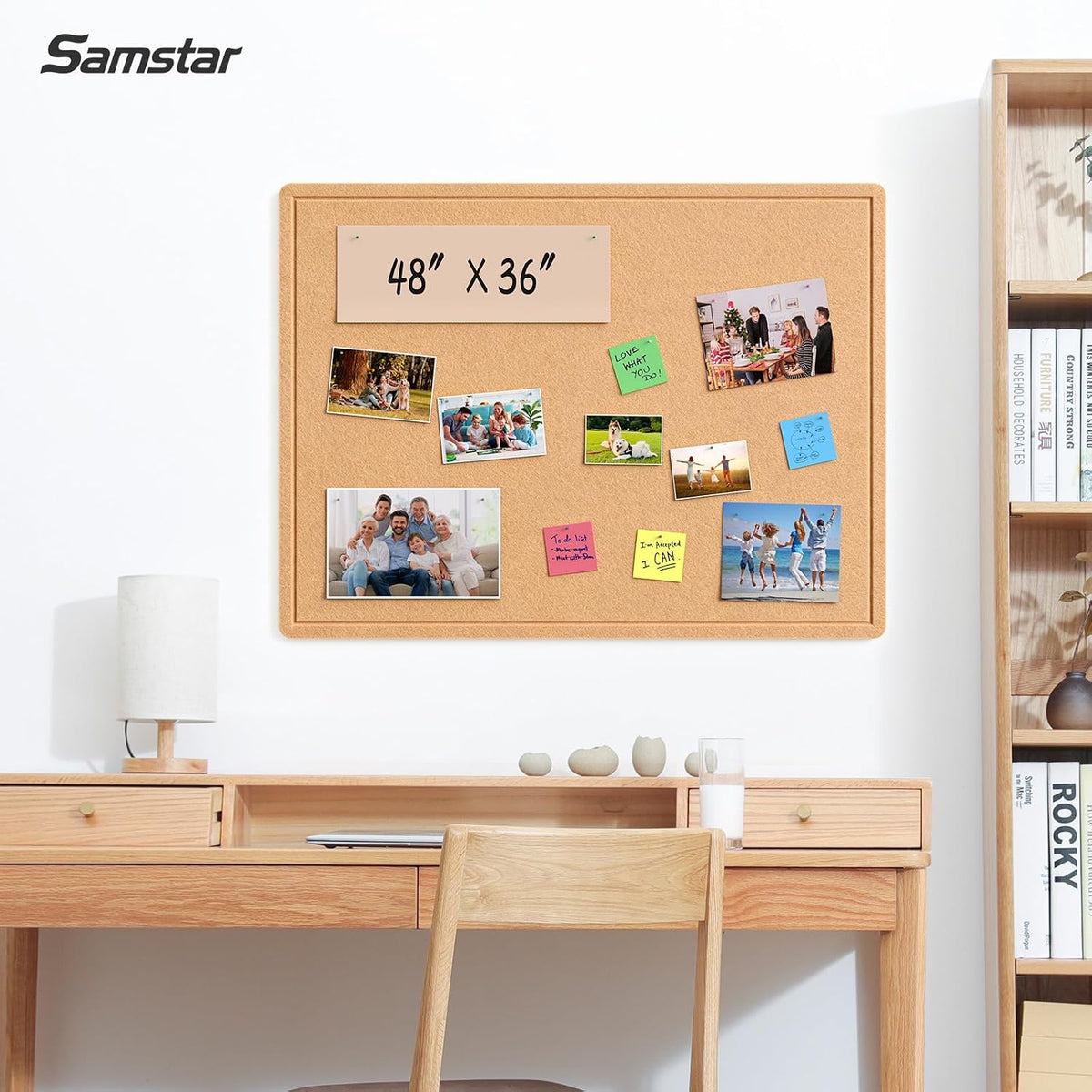 Samstar Felt Bulletin Board,48" x 36", Large Pin Board for Home/Office