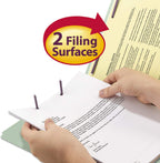 Smead Pressboard Fastener File Folder with SafeSHIELD, 1/3 Cut Tab, 51 Mm Expansion, Letter Size, Gray, Green, 25 Count, 14934