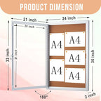 Homezelle Enclosed Cork Bulletin Board 36"x24" Outdoor Weatherproof Cork - Image 2