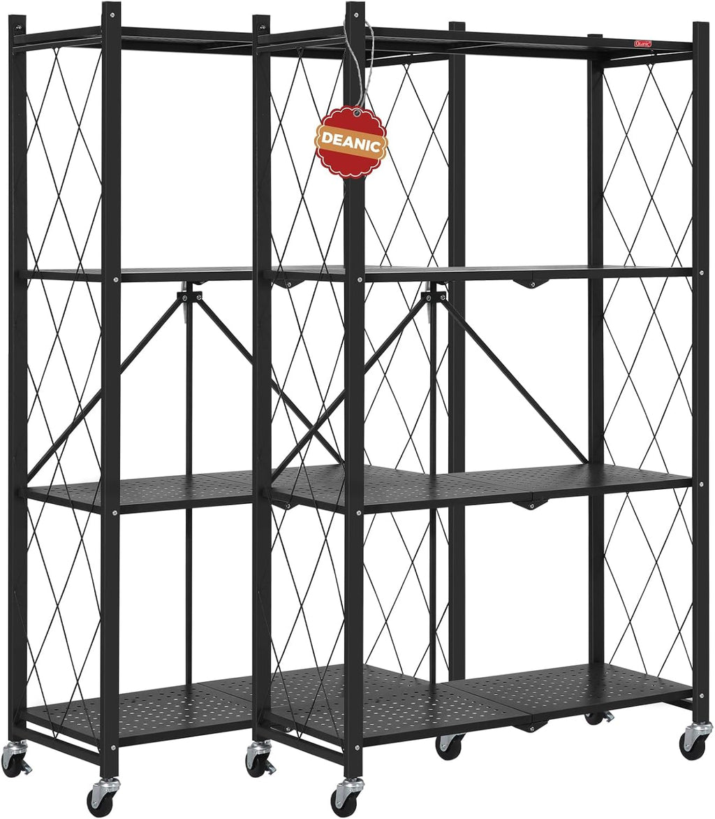 deanic 4 tier foldable storage shelves with wheels, main product view