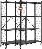 deanic 4 tier foldable storage shelves with wheels, main product view