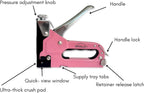 Apollo Tools All-Metal Heavy-Duty Stapler, Power Adjustment Knob, 3-in-1 for Staples, U-Staples, Brad Nails, Includes 3000 Fasteners, Pink Ribbon - Pink, DT5020P