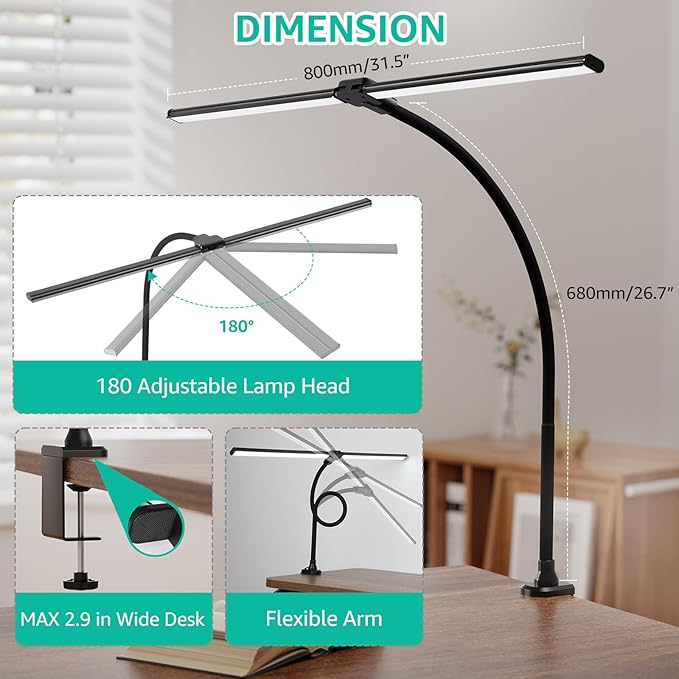 ShineTech LED Desk Lamp for Home Office, 4000K Neutral White Double Head - Image 8